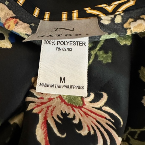 NWT Natori Black Floral Zip Caftan, Size M - Picture 12 of 13